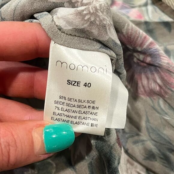 Momoni Midi Dress Long Sleeve Silk Blend Floral Print Tan Multicolor Size 40 - Picture 5 of 10